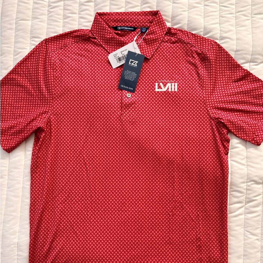 Cutter & Buck Red Patterned Polo Shirt